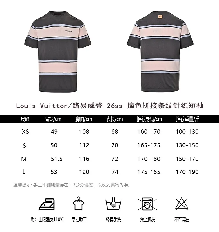 Louis Vuitton/Louis Vuitton 26ss contrasting color patchwork striped knitted short sleeves